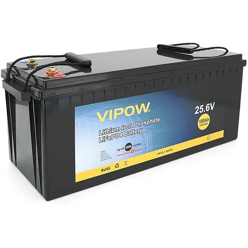 Акумуляторна батарея Vipow LiFePO4 25,6V 100Ah з вбудованою ВМS платою 80A (523*207*215)