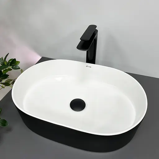Умивальник VBI Verona 50 black white накладний VBI-011309, Чорний - фото 2