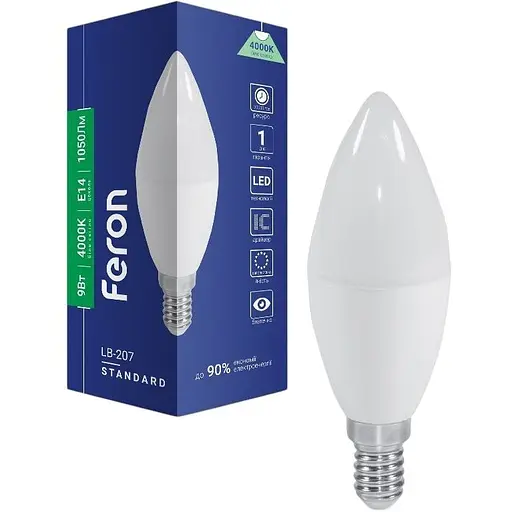 Світлодіодна лампа Feron LB-207 C37  230V 9W  E14 4000K (40181)