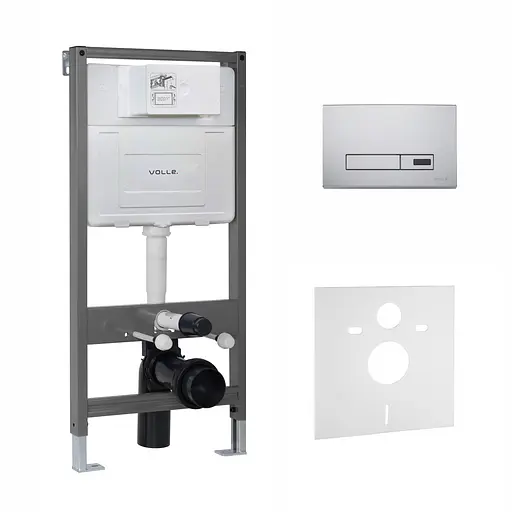 Інсталяція для унітазу Volle Master Evo Sensor 4в1 (інсталяція, кріплення, прокладка, клавіша Largo Evo Sensor) хром 2220.010301, Хром - фото 1