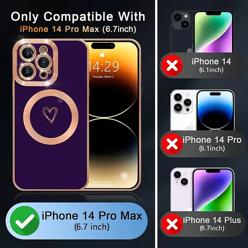 HZLFCZL Магнитный чехол для iPhone 14 Pro Max, совместимый с чехлом для мобильного телефона Magsafe Cute Heart Girl - фото 7