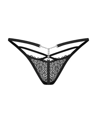 Трусики-стрінги Obsessive Iliosa 2XL/3XL (чорний) - фото 7