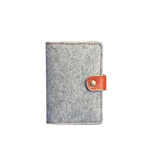 Фетровая обложка для паспорта 3.0 с кожаными коричневыми вставками - фото 7