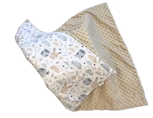 Плед з плюшем Moontime 100 x 80 см "Совушки з зайчиками" - фото 1