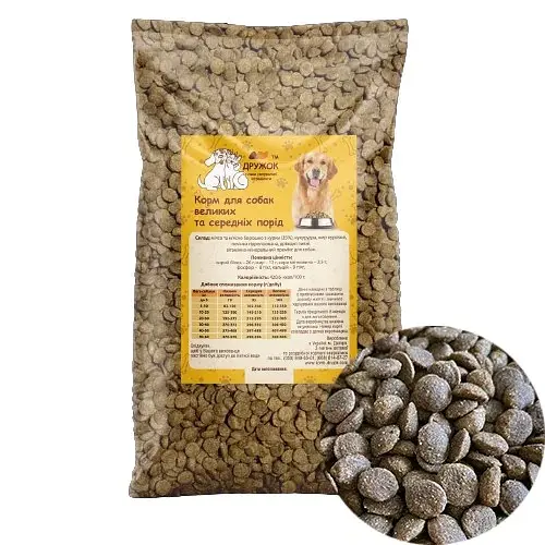 Сухий корм Дружок Економ класу для собак середніх та великих порід з куркою 5кг - фото 1
