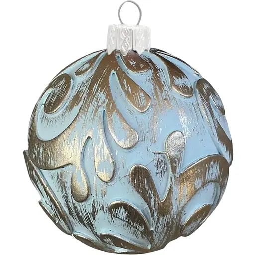 Набір ялинкових іграшок Dashuri Вінтаж 2 штуки по 8 см із золотою поталлю, блакитний 80130407