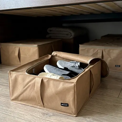 Бокс ORGANIZE для зберігання речей і взуття на 2 відділення 50*41*18 см (беж) - фото 6