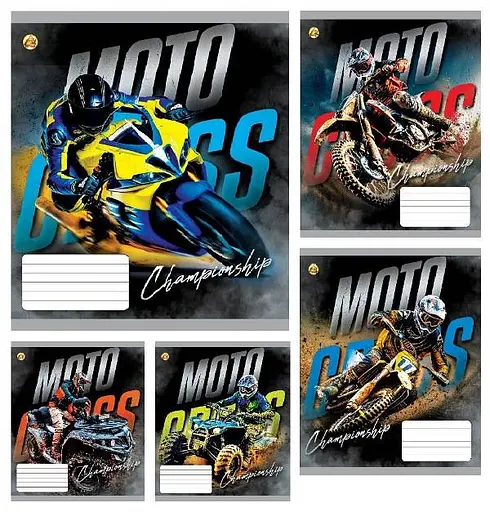 Зошити учнівські 36 аркушів клітинка Тверда ТЕ41403 Мотокрос КВ3, 20 шт. в упаковці