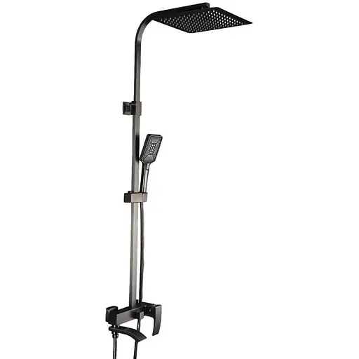 Душова система Gappo G2407-9, поворотний вилив - перемикач на душову головку, 3 режими, графітовий хром - фото 1