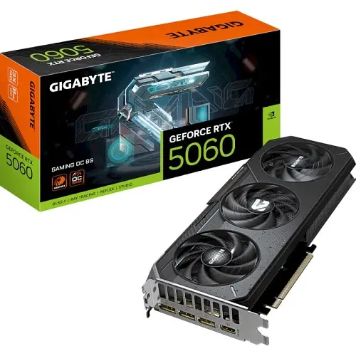 Відеокарта GeForce RTX 5060 Gigabyte GAMING OC 8Gb GDDR7 128-bit HDMI/3xDP 2595/28000 MHz 8-pin (GV-N5060GAMING OC-8GD) - фото 1