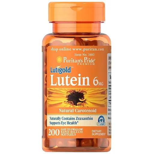 Натуральна добавка Puritan's Pride Lutein 6 mg with Zeaxanthin, 200 капсул