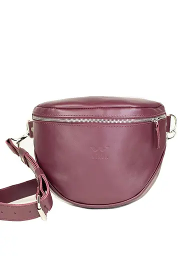 Шкіряна сумка поясна-кроссбоді Vacation бордова - фото 2