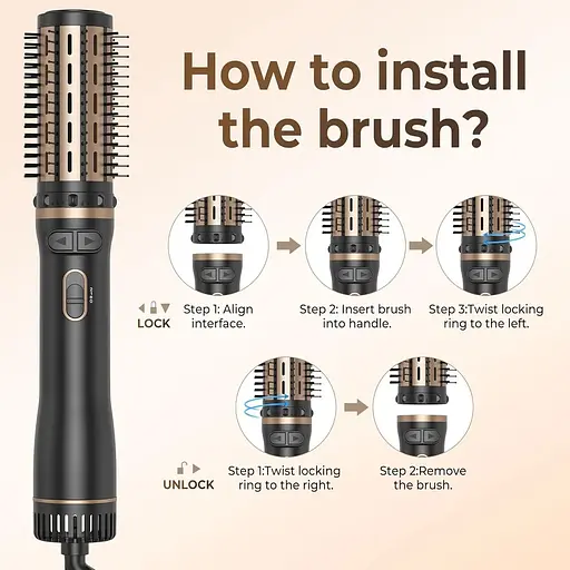 Фен-щітка, що обертається 3-в-1, 1000 Вт - фото 2