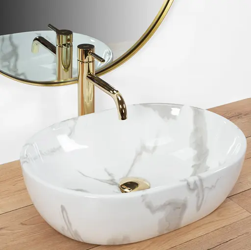 Умивальник Rea Amelia накладний marmo shiny REA-U8001, Мармур - фото 2