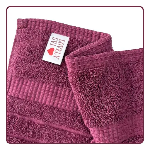 Набор жаккардовых полотенец Lovely Svi для ванной, гостиниц, СПА, на подарок, 50*90 см Oxford Stripe Burgundy 2 шт (471124) - фото 2