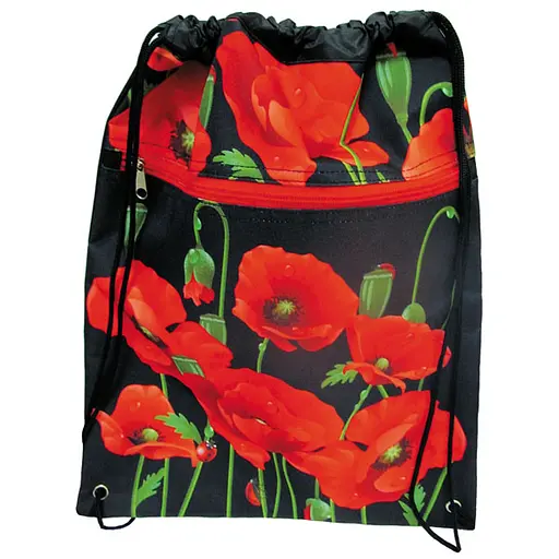 Мешок для обуви на молнии Маки на черном, 42x32.5 см, 15121-JO