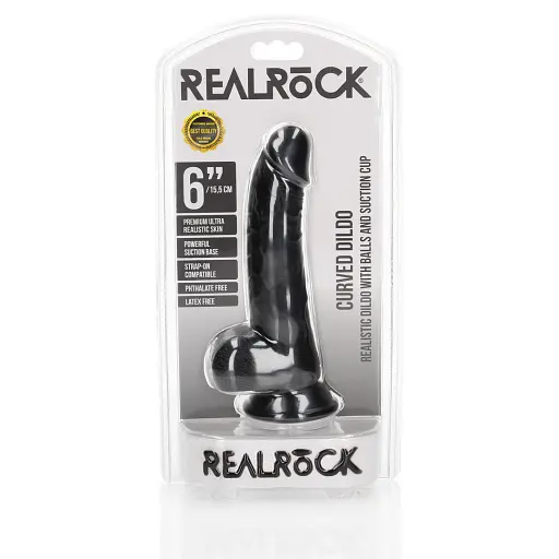 Фалоімітатор RealRock Curved 6" 17 см (чорний) - фото 5