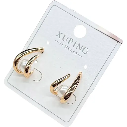 Сережки Xuping з перлиною гіпоалергенне медичне золото - фото 1