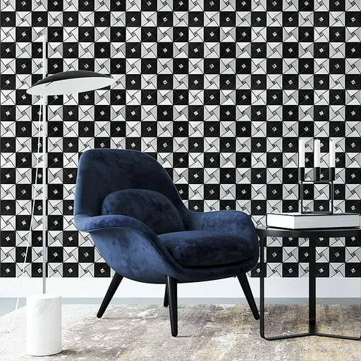 Самоклеюча алюмінієва плитка 300x300x3 мм Чорно-срібна зі стразами SW-00001773 - фото 5