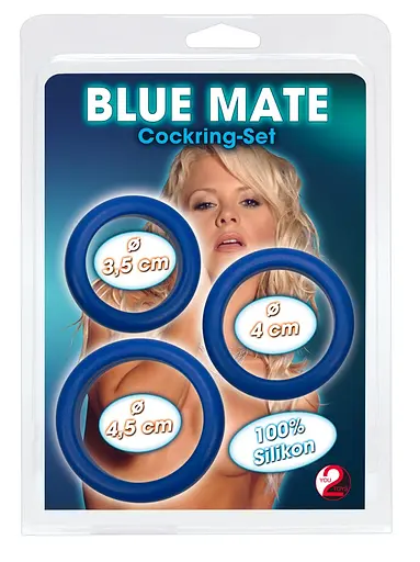 Набор эрекционных колец You2Toys Blue Mate Cockring Set 3 шт. синий - фото 4