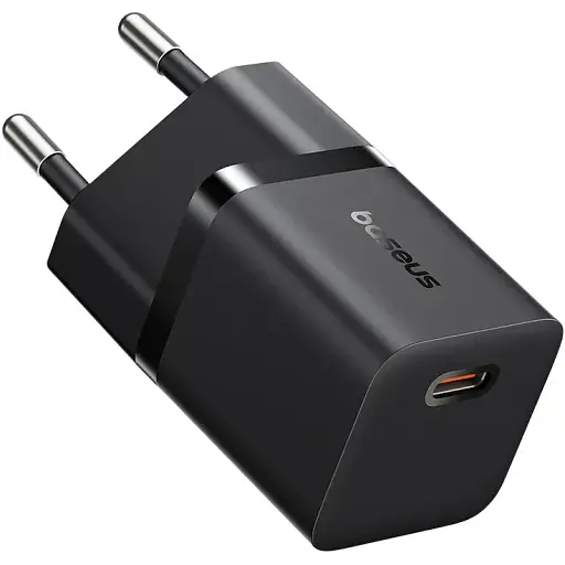 Мережевий зарядний пристрій Baseus GaN5 Fast Charger (mini) 1C 25W EU Cluster чорний - фото 1