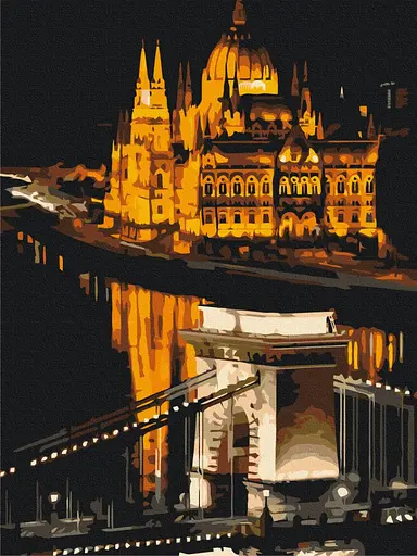 Картина за номерами на підрамнику Brushme Нічний Будапешт