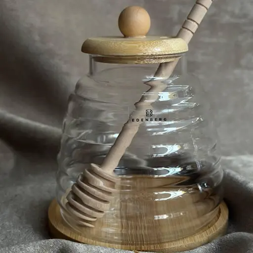 Банка для меда стеклянная Edenberg с крышкой и ложкой-дозатором 440 мл (EB-19782) - фото 2