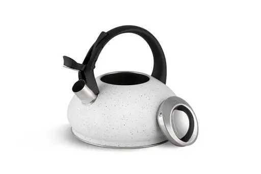 Чайник нержавіюча сталь з мармуровим покриттям Edenberg EB-8812 з капсульним дном зі свистком 3л Білий - фото 2