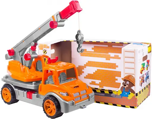 Машина ТехноК, автокран оранжевый, 3695 - фото 2