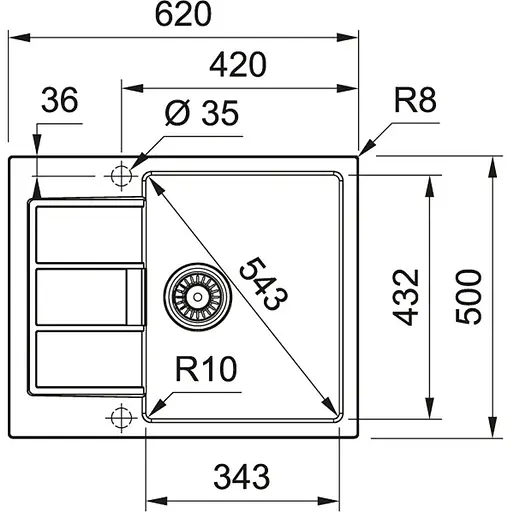 Кухонна мийка Franke Sirius 2.0 S2D 611-62/143.0627.383/тектонайт/620х500х200/врізна/сірий - фото 2