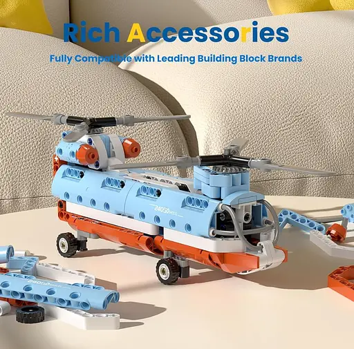 Конструктор вертоліт Mould King  Tandem Rotor Helicopter з тандемним ротором авіація 270 деталей - фото 5