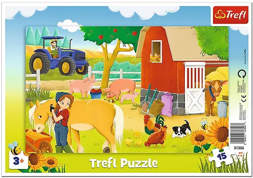 Набор Пазлы - (15 элм. рамкой) - "На ферме" - фото 1