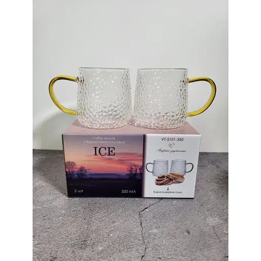 Набір чашок Vittora Ice з боросилікатного скла 2 шт. 350 мл (135070) - фото 4