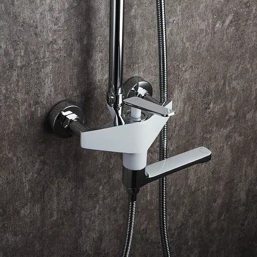 Душова система Frap F2458, поворотний вилив - перемикач на лійку/душ, 3 режими, білий/хром - фото 3