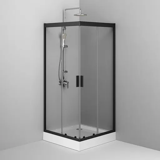 Душевая кабина Am.Pm Gem Square Slide 90x90 см без поддона black W90UG-403-090BT, прозрачная, черная - фото 3