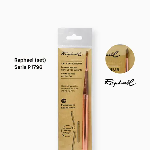 Кисть круглая Raphael Le Voyageur, Precision №0, медная, обратная - фото 2