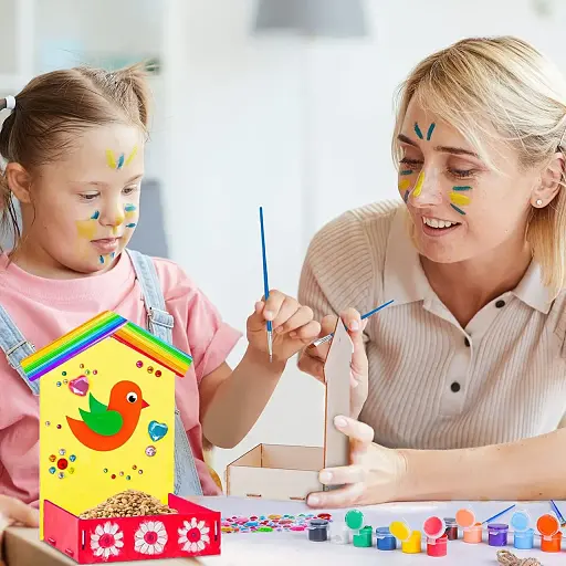 Набор деревянное гнездо, деревянный домик для птиц DIY граффити ручная работа собранный - фото 6