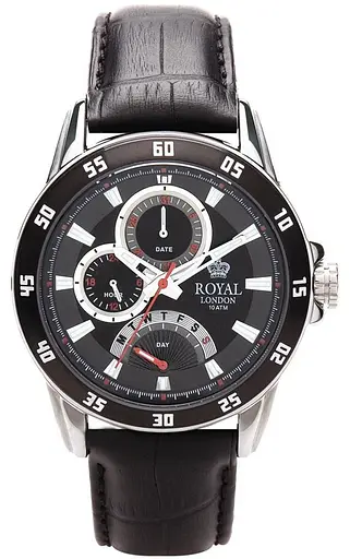 Мужские классические наручные часы Royal London 41043-02 кварцевые с кожаным ремешком