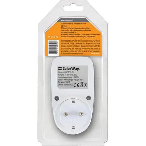 Таймер-розетка СolorWay 16A 3680W електронний тижневий 7D (CW-STE01-7D) - фото 4