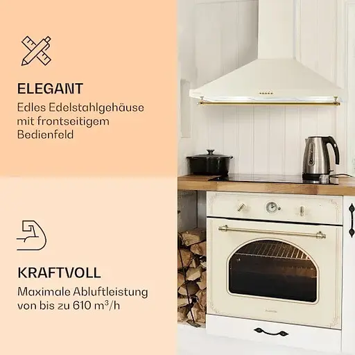 Вытяжка Klarstein Montblanc 90 610 м³/год 165 Вт (10040265) бежевый - фото 3