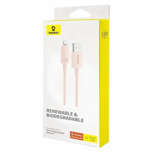 Дата кабель Baseus Habitat Series Fast Charging USB to Lightning 2.4A (2m) (P10360200) Wheat Pink - фото 2