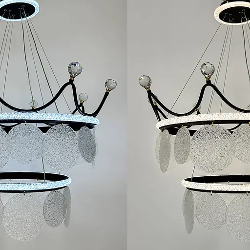 Підвісна чорна люстра у вигляді корони Ø 68 см | Арт. NO2-680 BK | Line F - фото 4