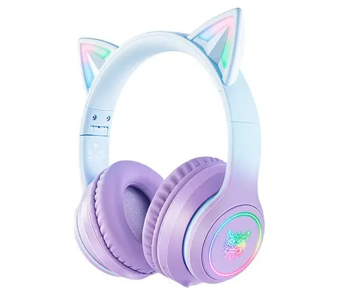 Навушники Onikuma Bluetooth з підсвіткою B90 Gaming CAT with LED фіолетові - фото 2