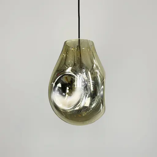 Подвес с мятым удлиненным стеклянным графитовым плафоном | Line F | Арт. 0459/1 GD - фото 3