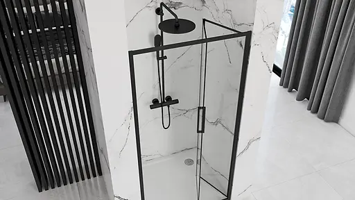 Душові двері Rea Rapid Fold 100 REA-K6420, прозорий, чорний - фото 2