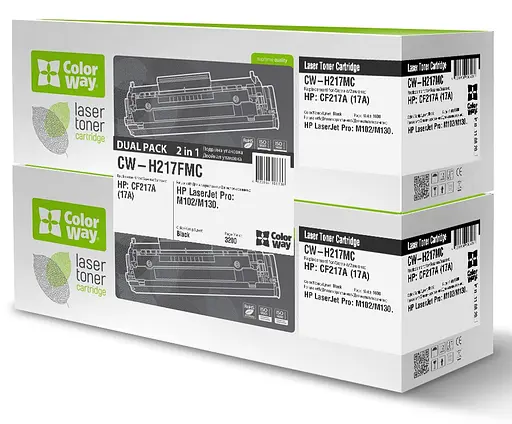 Картридж HP 17A (CF217A), Black, LJ Pro M102/M130, 2 x 1600 стр., ColorWay, Dual Pack (CW-H217FMC)
