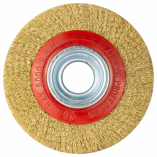 Щетка проволочная дисковидная Sigma Ø150мм Ø32мм (латунированная) (9012341) - фото 1