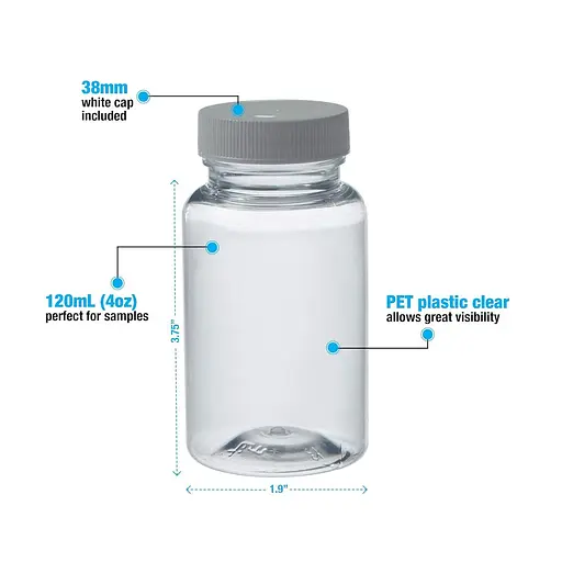 Бутылка для упаковки Hudson Exchange 120 мл (4 унции) с крышкой, ПЭТ, прозрачная, 6 упаковок - фото 4