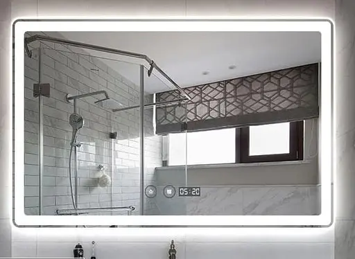 Дзеркало Dusel DE-M3051 70x90 Сенсорне включення + підігрів + годинник / темп, Білий - фото 1