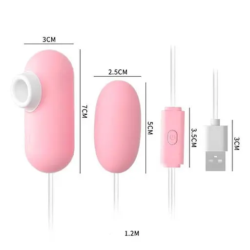 Подвійне вакуумне віброяйце "Вуманайзер" з USB кабелем 10 режимів 5,3 см. Рожевий K000913 - фото 6